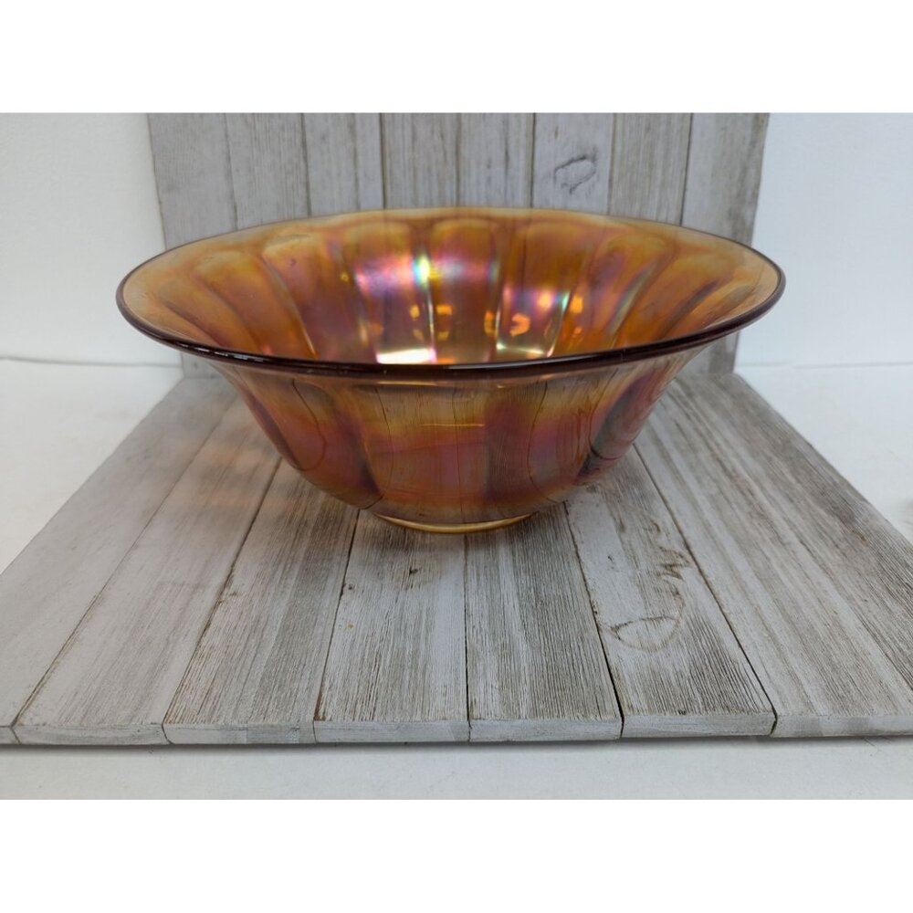 Imperial Carnival Glass Wide Bowl Marigold Salad Bowl 11" Diameter